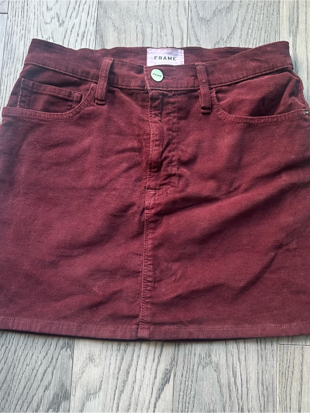 Frame Denim Wine Corduroy Mini Skirt